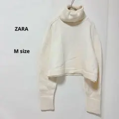 ZARA ザラ　タートルネックニット　M アイボリー　クロップド丈　長袖