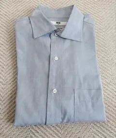 ユニクロ UNIQLO スーパーノンアイロン シャツ スリムフィット 長袖ブルー