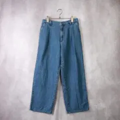 UNIQLO　ドレープデニムタックパンツ　ブルー 秋冬 人気
