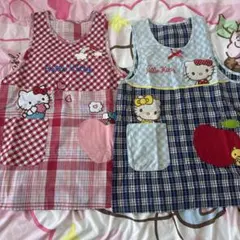 ハローキティ チェック柄エプロン 2点セット