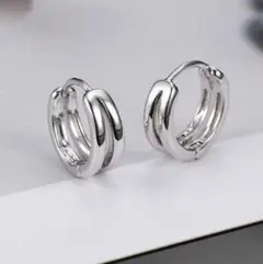 【シルバーカラー】フープピアス　両耳　シンプル　ステンレス