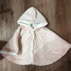 フード付き花柄ベビーポンチョ