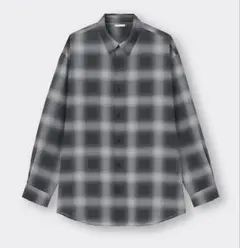 GU イージーケアシアーオーバーサイズシャツ〔長袖〕［チェック］