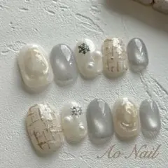 No.62 ネイルチップ　サイズオーダー　ツイードネイル　クリスマスネイル