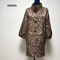 EMODAエモダ・レオパード柄　ワイヤー入りスタンドカラー　コート　春秋　Mのサムネイル