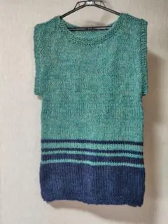 レディーストップス 手編みニットベスト ハンドメイド