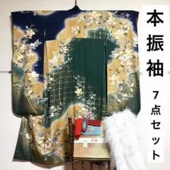 振袖セット】 7点セット 本振袖 長襦袢 袋帯 小物 身丈約160cm 蝶々 