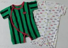 ロンパース・カバーオール スイカ柄車柄２点セット