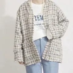 SIMPLICITE ツイードジャケット ノーカラーのサムネイル