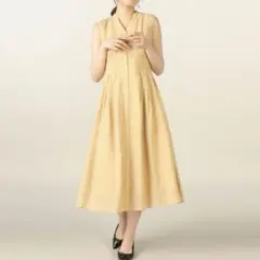 レッセパッセ ノースリーブ ロングワンピース ミモレ丈 イエロー 38