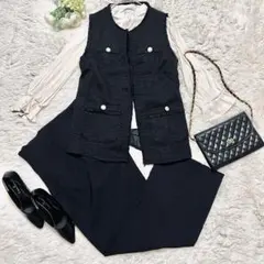 黒ツイード ジレセレモニースーツ 3点セットLサイズ