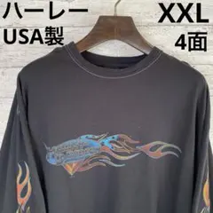 フォロー割済みハーレーダビッドソン　ファイヤーパターン 後染め　USA製 ロンT