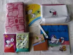 スヌーピー （タオル、ポーチ、ミラー、ミニうちわ、ジッパーバッグ、ティッシュ）