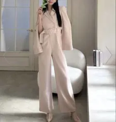 ROYAL PARTY ベルト付ケープ風オールインワン