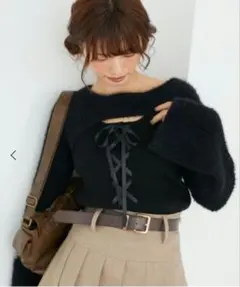 ♥️新品♥️MAJESTIC LEGON デコルテオープンレースアップニット