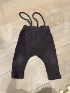 【数回使用】ダークグレー サスペンダー付きパンツ M