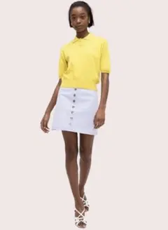 kate spade ニット ポロシャツ 半袖 イエロー XS