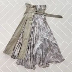 スナイデル プリーツ フレア ロングスカート ウエストベルト ペイズリー Sのサムネイル