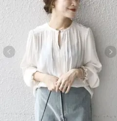 新品未使用SHIPS ソリッドカッセンギャザーブラウス 前後2WAY