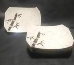 昭和レトロ～和食器～竹模様～刺身皿～焼物皿～４枚組～☆