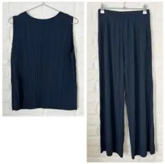 【UNIQLO】プリーツノースリーブT/プリーツストレートパンツ セットアップ