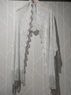 Lest rose シルバー レースエッジ ストール