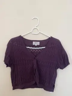 組曲　透かし編み 半袖カーディガン