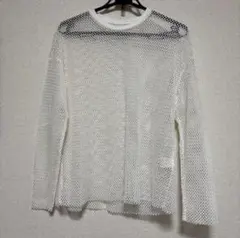 ホワイトメッシュ長袖トップス