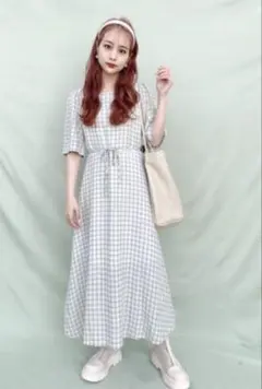 Anmille アンミール チェックレディop ワンピース ピンク パープル 