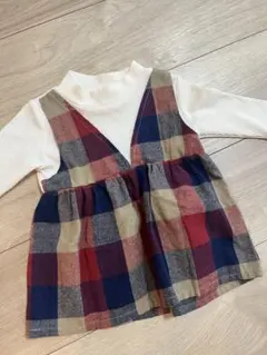 チェック柄Vネック長袖トップス