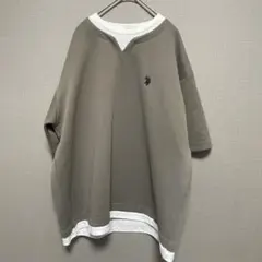 ★美品★ U.S. POLO ASSN. 半袖 シャツ カーキ色 ビジネス L