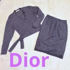 Dior プレタポルテ ラメ ワンピース M 黒 シルバー　セットアップ