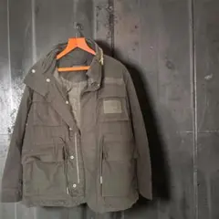 【美品】DIESEL ディーゼル バックプリント ミリタリージャケット 黒 XS