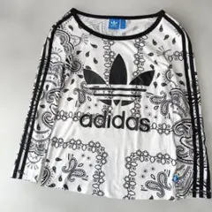 美品 アディダス バンダナ ペイズリー柄 ロゴ ロンT 総柄 長袖 レディース