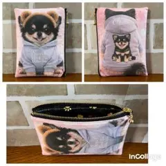 ハンドメイド　フラットポーチ小(チワワちゃん)