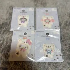 セリア サンリオ パイルワッペン 4点セット sanrio アイロン 布シール