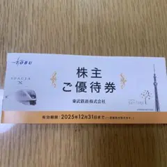 東武鉄道　株主ご優待券　１冊　2025年12月31日まで