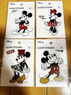 ミッキー・ミニー クリアステッカー 4種セット