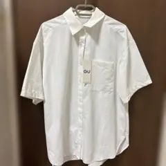 GU オフホワイト オーバーサイズ5部丈シャツ Mサイズ
