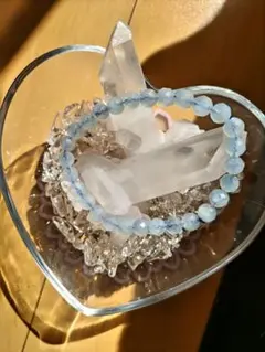 新品　アクアマリン　カット　ブレス　天然石