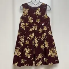 花柄ノースリーブワンピース（バーガンディ）