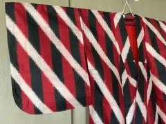 銘仙　ストライプ　アンティーク　小紋　しつけ糸つき　袷着物