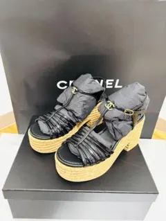【美品】CHANEL ココマーク×カメリア ヒールサンダル　24cm 美品】CHANEL ココマーク×カメリア ヒールサンダル 24cm - メルカリ