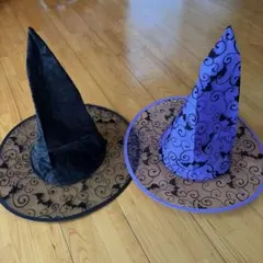 ハロウィン コスプレ 魔女の帽子 2点セット 黒 紫