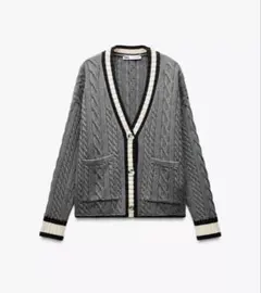 ZARA パイピングシーム入りニットジャケット