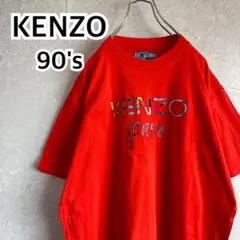 レア ケンゾージーンズ 北斎タグ80s 90s Tシャツ 人気の刺繍デカロゴ