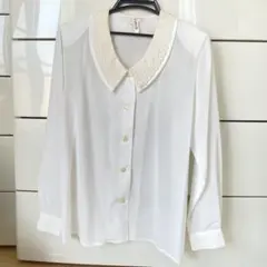 レース 刺繍 ブラウス シャツ レトロ オフホワイト アイボリー upenda