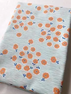 ニーナ　シーチング生地　ミント　オレンジ