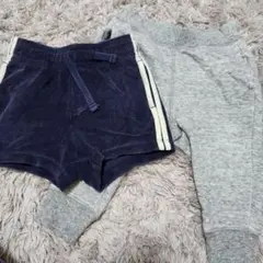 コットン ネイビー ショートパンツとスウェットパンツ セット