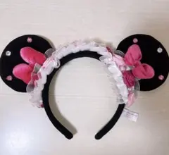 ミニーマウス　カチューシャ 花飾り　ピンク　ローズ　ディズニー